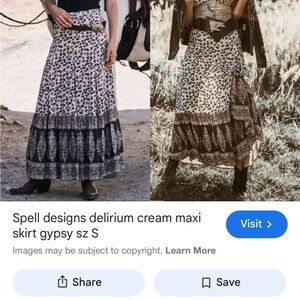 Spell Cream and Black Patterned Maxi Skirt